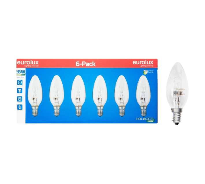 Eurolux 6 x E14 Halogen Candle Globe - Warm White (28w)