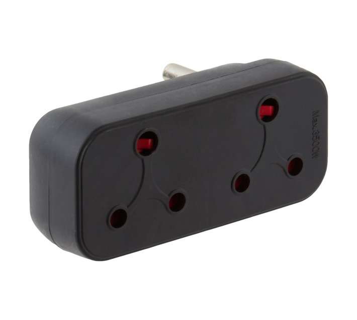 Powerworx Adaptor 2 x 16amp - Black