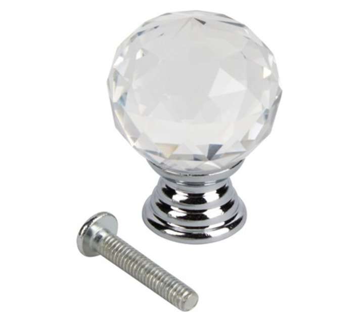 Home and Kitchen Acrylic Golf Ball Knob - Clear/Chrome (28mm)