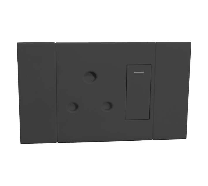 Veti 2VC121H Single 16A RSA Horizontal 2x4 Socket Outlet - Charcoal