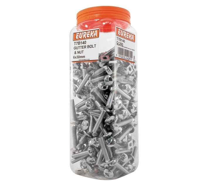 Eureka 6 x 30mm Gutter Bolt and Nut (200 Pack)