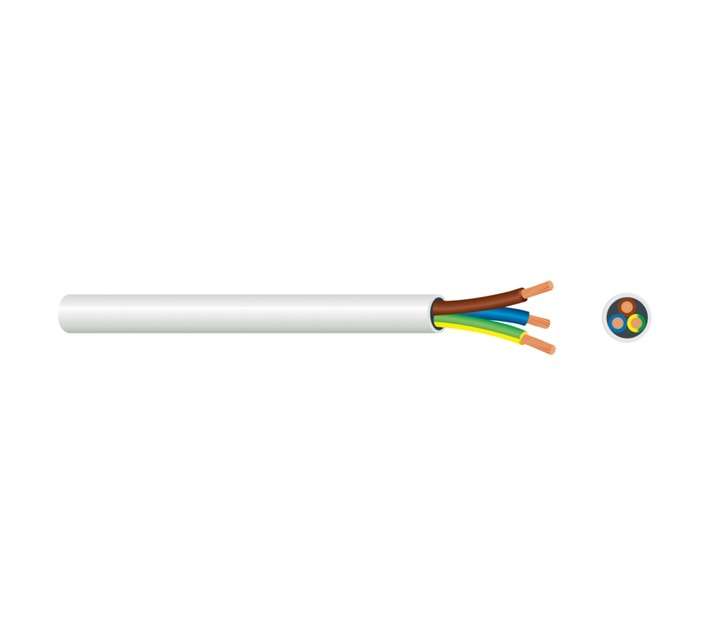 Cabtyre 3 Core Cable - White (1mm) (Price Per Meter)