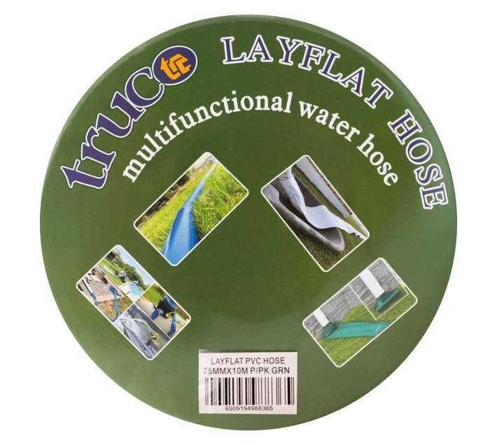 Truco HLFGREEN075X.10 Layflat PVC Hose - Green (10m x 75mm)