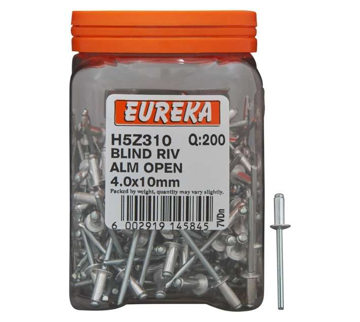 Eureka 200 x Blind Open Rivets (4.0 x 10mm)