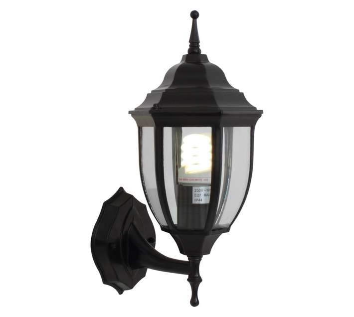 Eurolux 6 Panel Bevelled Lantern - Black (60W)