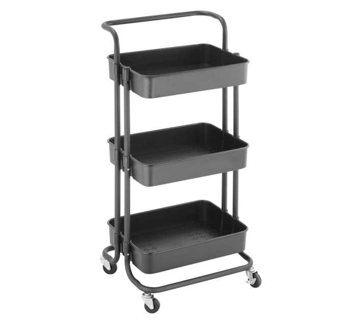Home and Kitchen 3 Tier Storage Trolley - Black (315 x 137 x 467mm)