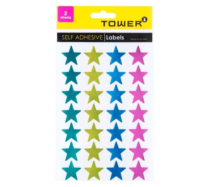 Tower Large Mixed Metallic Star Stickers - Assorted