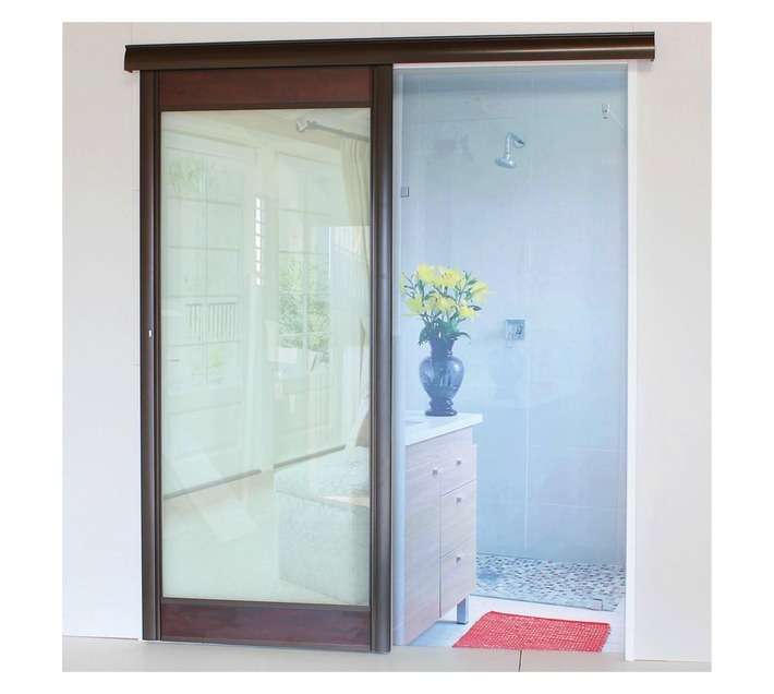 Slide 'n Space Mahogany Slider Frosted Glass