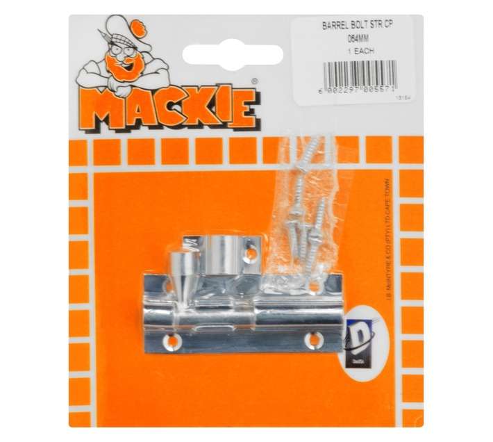 Mackie Barrel Bolt Straight - Chrome Plated (64mm)