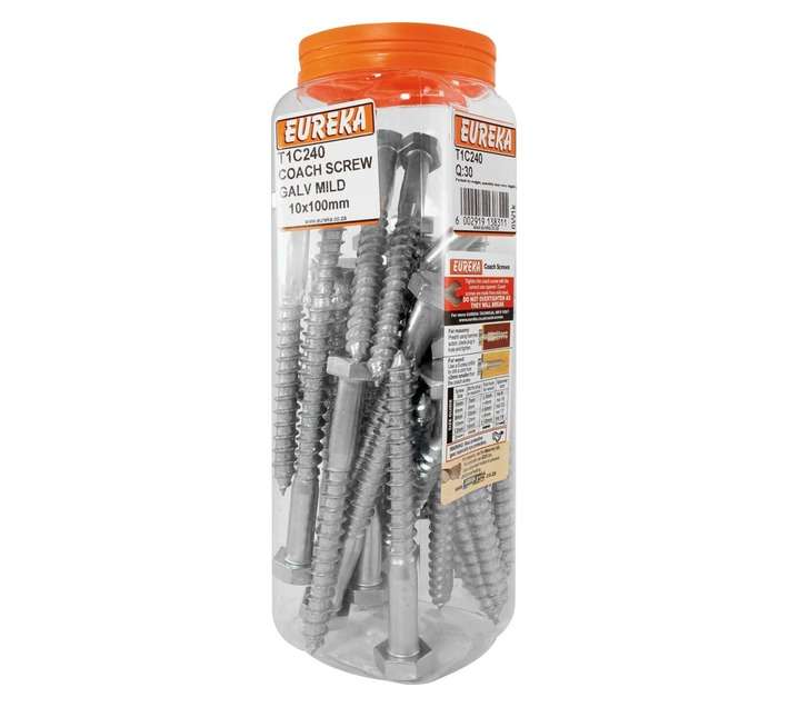 Eureka 10 x 100mm Coach Screw (Q30) Galvanised Mild