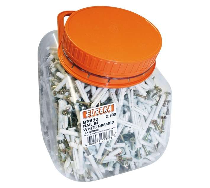 Eureka 6 x 55mm Nail In White Rimmed (800 Pack)