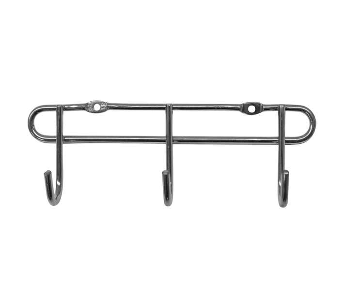 Home and Kitchen 3 Hook Rack - Chrome (188 x 40 x 60mm)