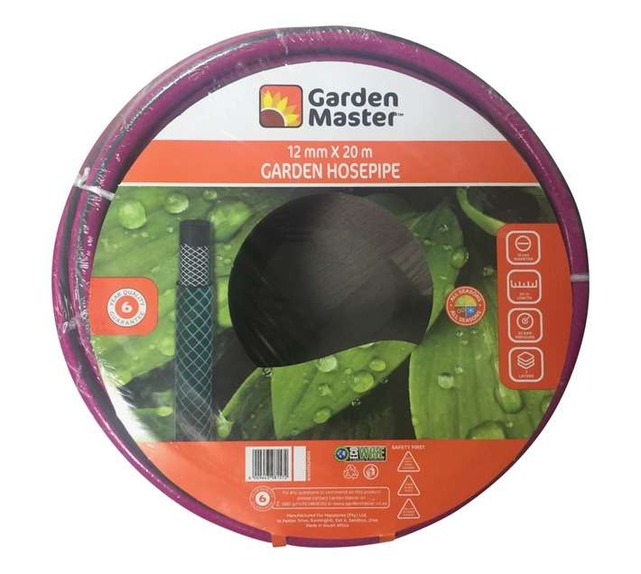 Garden Master Grey Stripe Hosepipe - Pink (20m x 12mm)