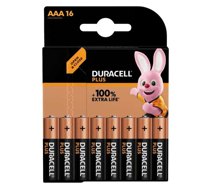 Duracell Plus 16 x Alkaline Batteries (AAA) 147133