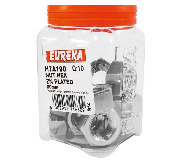 Eureka 20mm Zinc Plated Hex Nut (10 Pack)