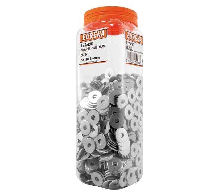 Eureka 900 x Medium Zinc Plated Washers (5 x 18 x 1.5mm)