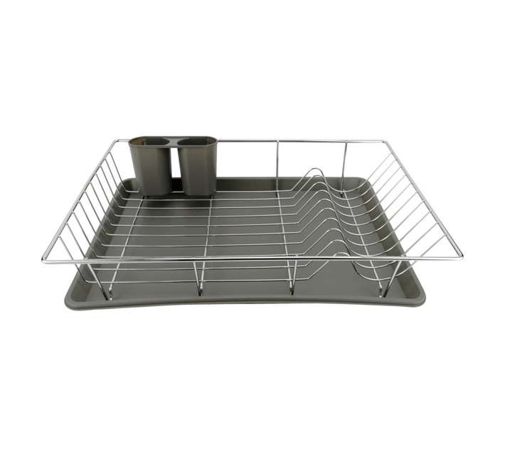 Home and Kitchen Dish Rack with Tray - Chrome (480 x 320 x 90mm)