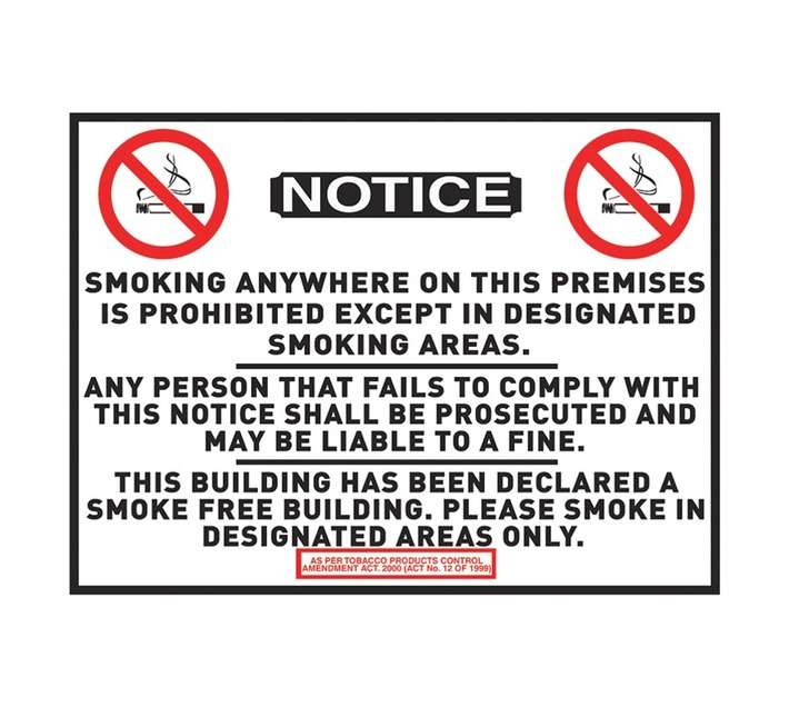 Tower No Smoking Sign - Black/Red/White (400 x 300mm)