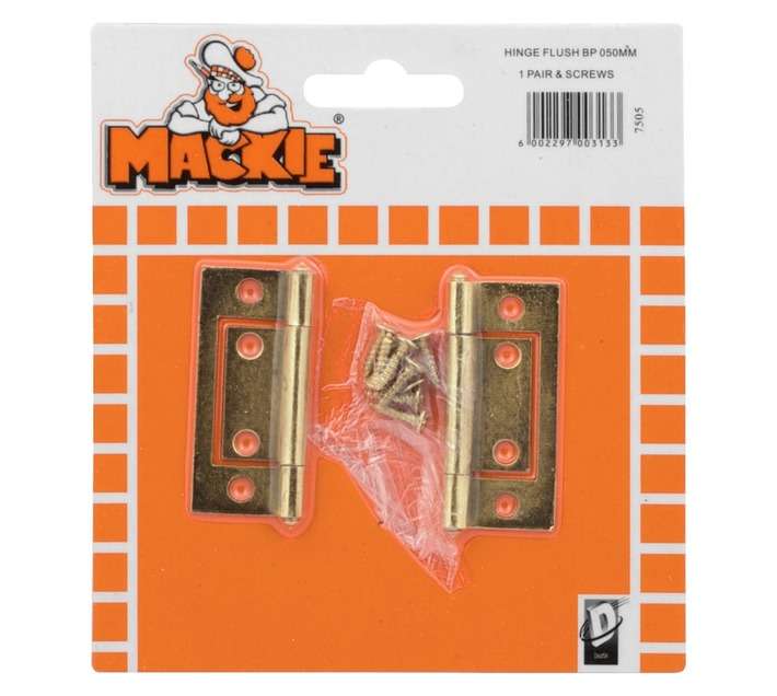 Mackie Flush Hinge - Brass Plated (50mm)