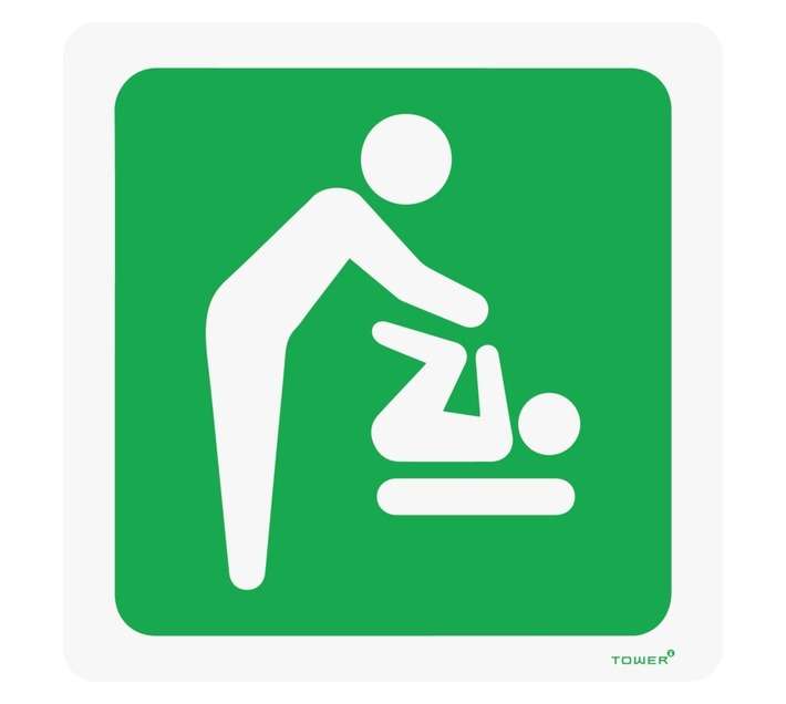 Tower ABS Baby Changing Station Sign - Green/White (150 x 150mm)