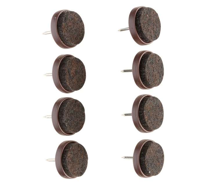 Safe Top Glides Plastic and Felt With Nail - Brown (20mm x 8 Pads)