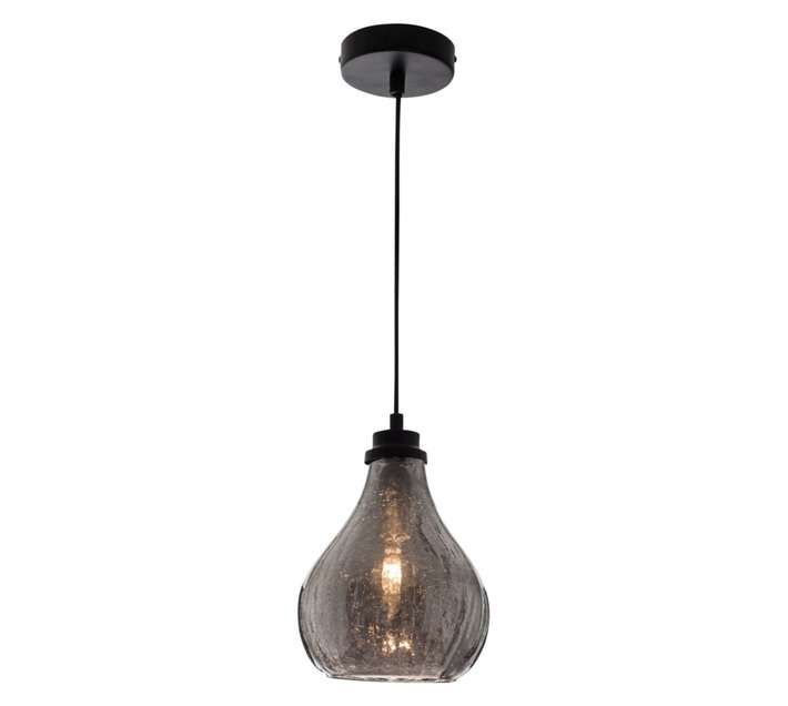 Bright Star Lighting 1 Light Crackle Glass Pendant - Chrome/Black (40W)