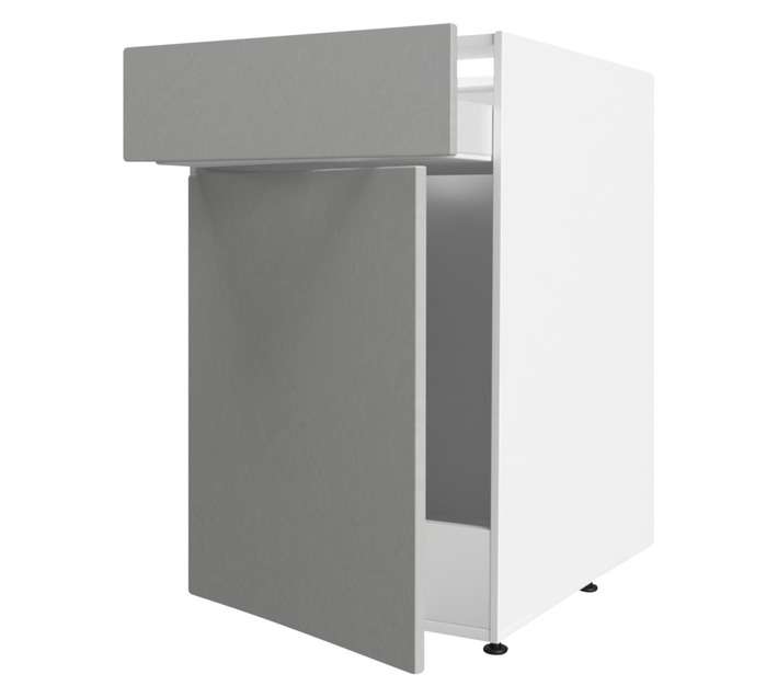 Home and Kitchen Base Unit 1 Drawer Melamine Cabinet - Stone Grey (450mm)