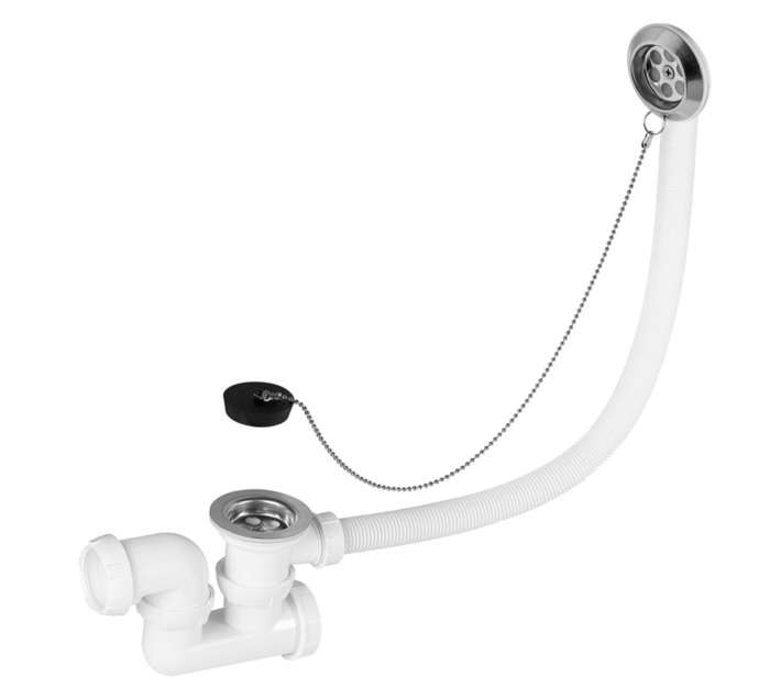 Wirquin 40mm Bath Trap Plug and Chain Assembly - White