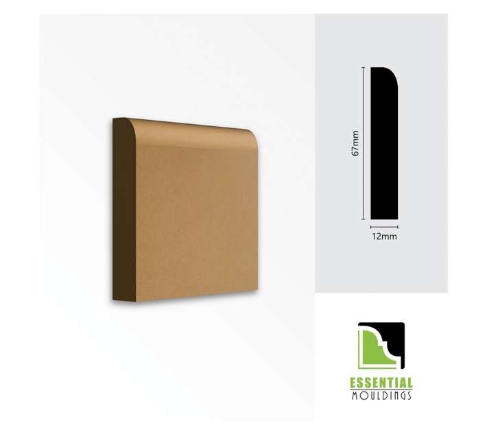 Essential Mouldings MDF Bullnose Skirting (2750 x 67 x 12mm)