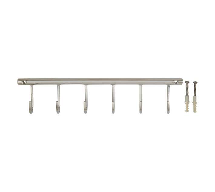 Steelcraft 6 Key Hook Rack - Silver (240 x 27 x 51mm)