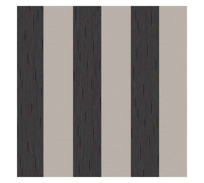 Fired Earth Striped Wallpaper - Black (10m x 530mm)