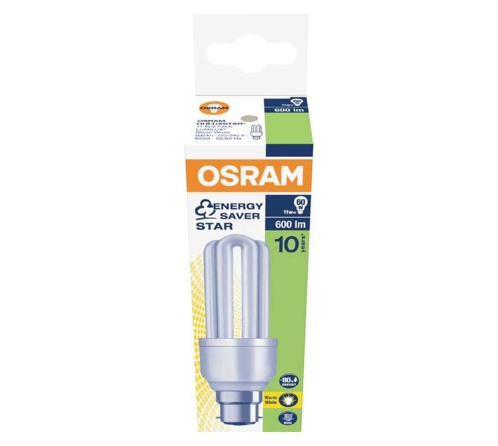 Osram B22 Compact Fluorescent Globe - Warm White (11w)