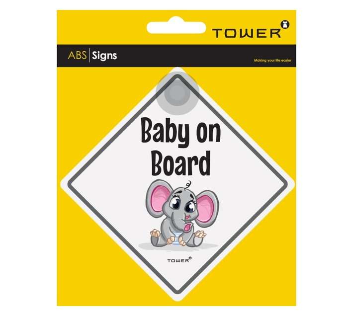 Tower Elephant Baby On Board Sign - Multicoloured