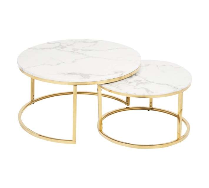 GOF Phume Nesting Coffee Table - White (650 x 650 x 500mm)