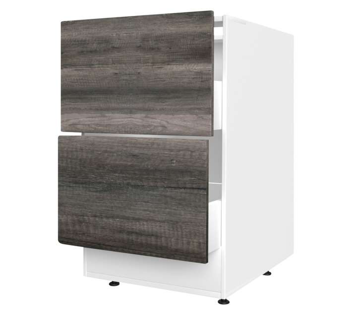 Home and Kitchen Base Unit Melamine Pot Cabinet - Monument Oak (600mm)