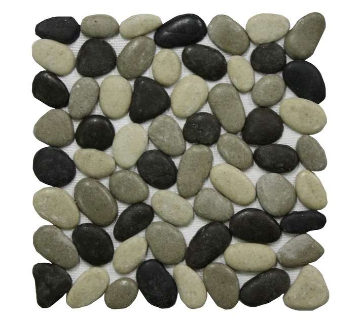Earthstone Black River Mixed Mosaic Pebble Tile - Grey (300 x 300mm)