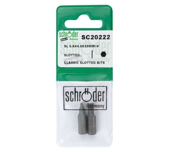 Schroder 2 x Slotted Screwdriver Bits (0.6 x 4.5mm)