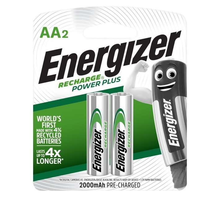 Energizer Power Plus 2 x Rechargeable Batteries (AA)