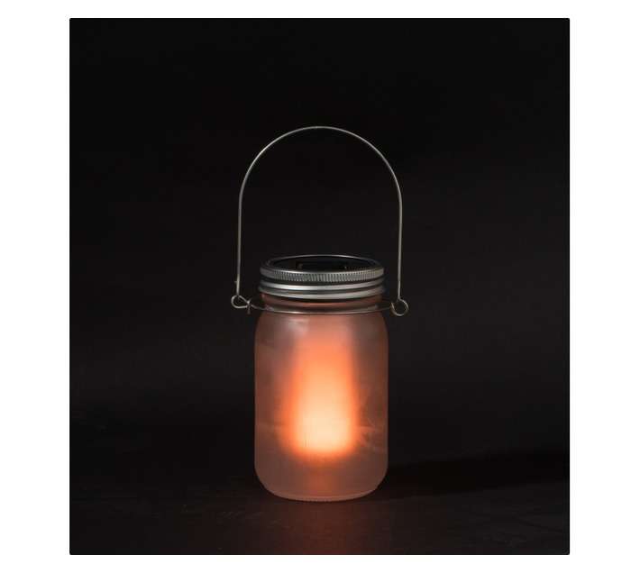 Solar Flair Dancing Flame Effect Hanging Jar Lantern - Clear