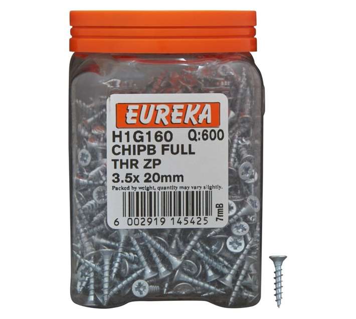 Eureka H1G160 3.5 x 20mm Chipboard Screw Zinc (600 Pack)
