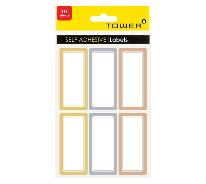 Tower 30 x Metallic Border Label Stickers - Assorted
