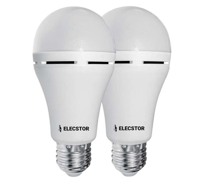 Elecstor 2 x E27 Rechargeable LED Globe Bulbs - Cool White (7W)