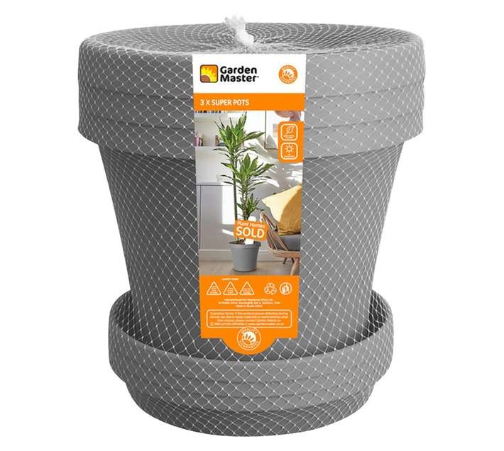 Garden Master 3 Piece Super Pot Set - Slate (220 x 220 x 245mm)