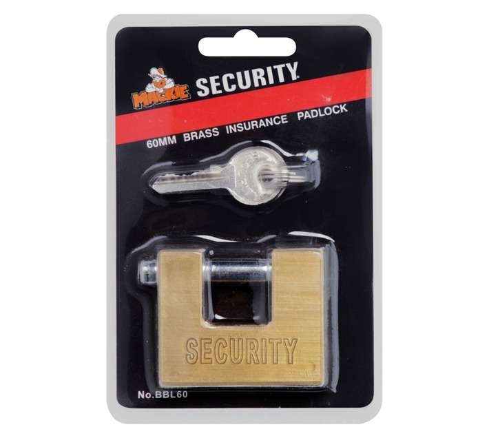 Mackie Insurance Padlock - Brass (60mm)