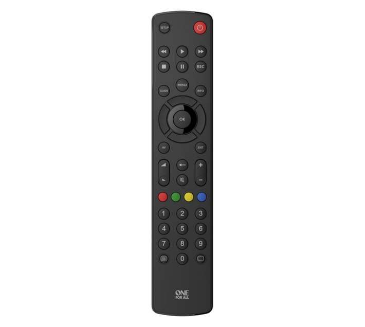 One For All URC-1210 Universal Contour TV Remote - Black (305 x 95mm)