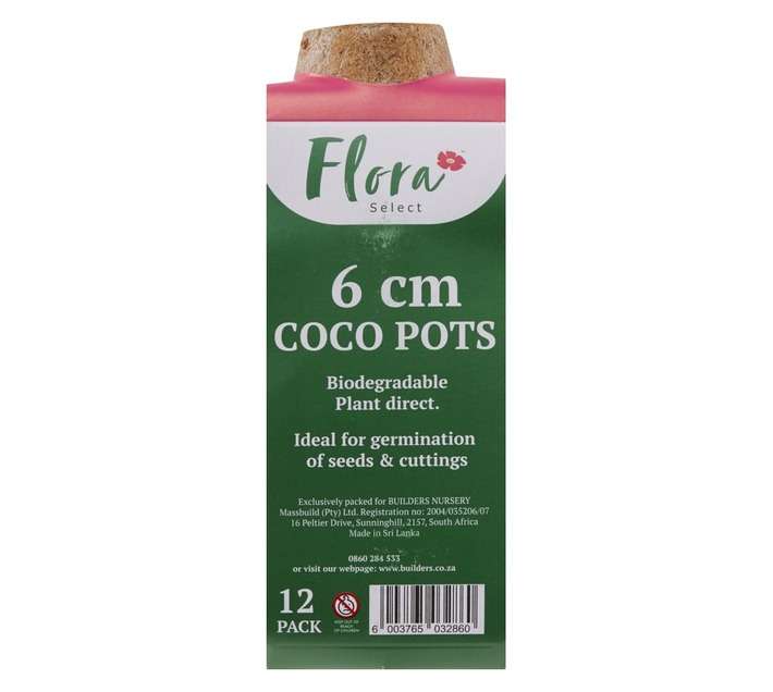Flora Select 6cm Fibre Pots Round 12 Pack (70 x 70 x 190mm)