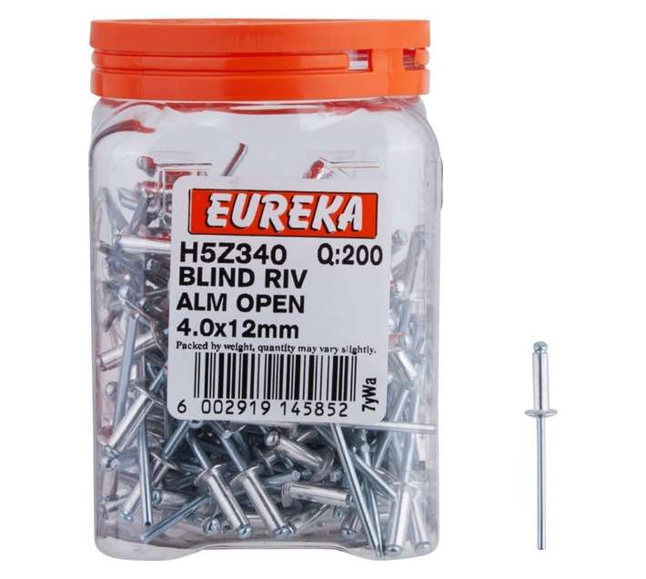 Eureka 200 x Blind Open Rivets (4.0 x 12mm)
