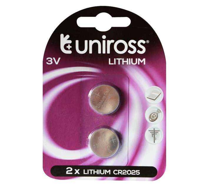 Uniross 2 x Coin Lithium Batteries (CR2025)