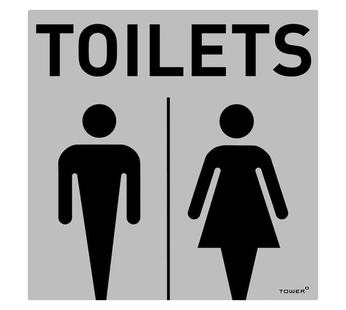 Tower Aluminium Square Unisex Toilet Sign - Grey/White (150 x 150mm)