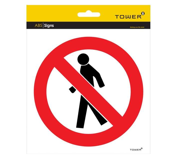 Tower No Thoroughfare Sign - Black/Red/White (190 x 190mm)